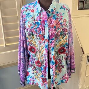 Aratta Bell Sleeve Floral Embroidered Blouse, S